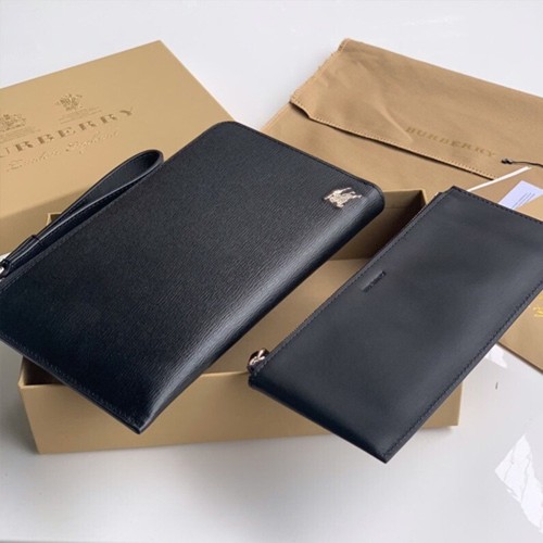 Burberry 2020 Leather Clutch Bag , 21cm - 버버리 2020 남성용 레더 클러치백 ,BURB0409,21cm,블랙,블루