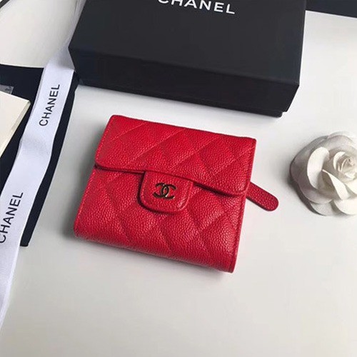 CHANEL 샤넬 반지갑 A82288-10 캐비어 금장