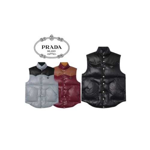 PRADA 프라다 23FW 플레이트 레더배색 패딩조끼