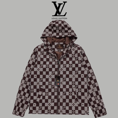 LOUIS VUITTON 루이비통 모노체크 후드점퍼 코트