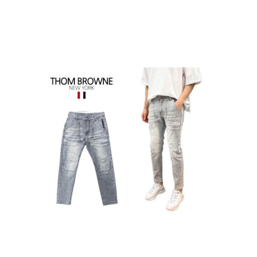 Thom Browne 톰브라운 애쉬그레이 절개 바이커 청바지