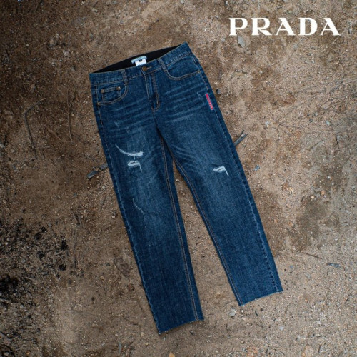 Prada 프라다 진청 데미지구제 데님