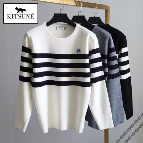 Maison Kitsune 메종키츠네 블루폭스 사선 니트