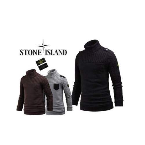 Stone Island 스톤아일랜드 주머니배색 꽈배기 폴라티