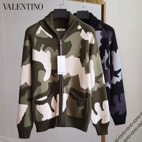 Valentino 발렌티노 카모 넥카라 니트 집업