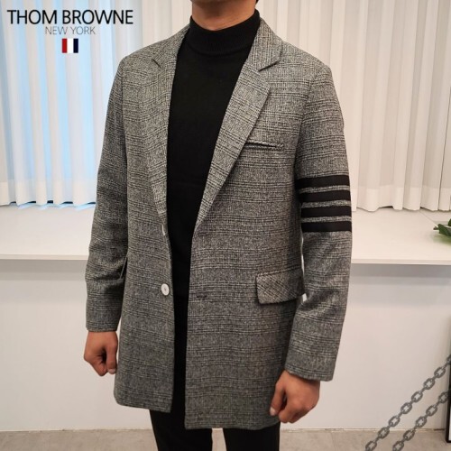 Thom Browne 톰브라운 사선완장 체크 코트