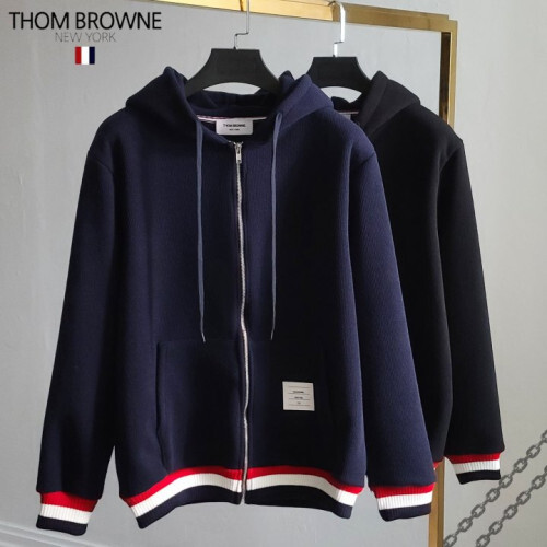 Thom Browne 톰브라운 소매배색 후드 기모 집업 자켓