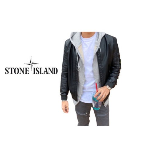 Stone Island 스톤아일랜드 레더 블루종 자켓