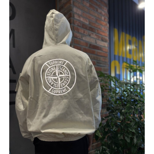 Stone Island 슈프림 x 스톤아일랜드 코튼 리플렉티브 후디 오버핏 라이엇 자켓[세미오버핏]