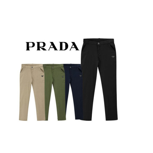 PRADA 프라다 플레이트 코튼스판 밴딩 바지