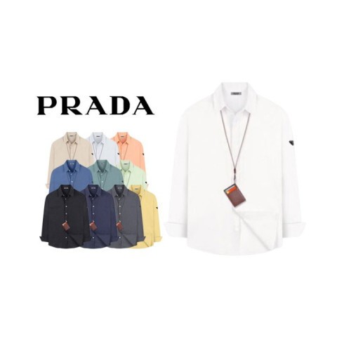 PRADA 프라다 프리미엄 플레이트 린넨 긴팔 셔츠