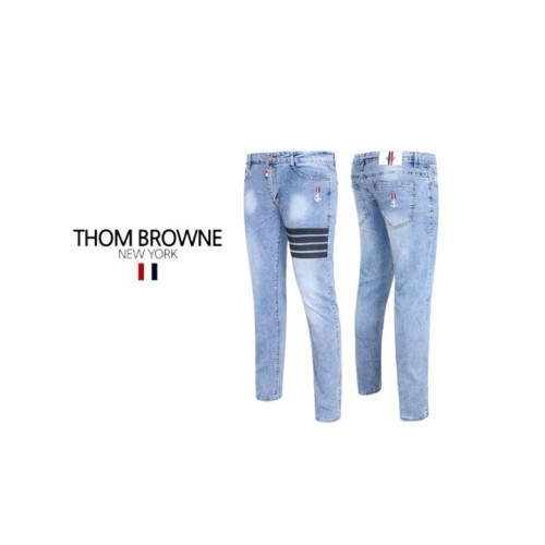 Thom Browne 톰브라운 사선 앵커 워싱 슬림핏청바지